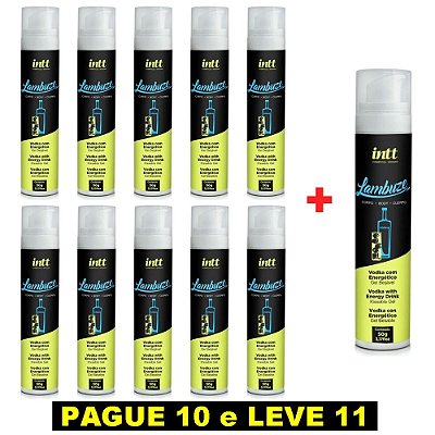 INTT LAMBUZE AIRLESS - GEL BEIJÁVEL HOT 50G - SABOR VODKA COM ENERGÉTICO - KIT COM 11 UNIDADES