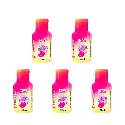 FORSEXY GEL HOT COMESTÍVEL - CHICLETE - 30ML - KIT COM 05 UNIDADES