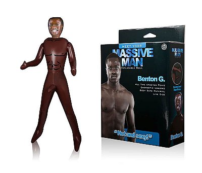 MASSIVE MAN BENTON G. - BONECO INFLÁVEL NEGRO COM PÊNIS INFLÁVEL