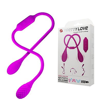 PRETTY LOVE DREAM LOVERS WHIP - VIBRADOR RECARREGÁVEL DUPLO PARA CASAL COM 12 MODOS DE VIBRAÇÃO EM CADA MOTOR E A PROVA D'ÁGUA - 60 X 3 CM