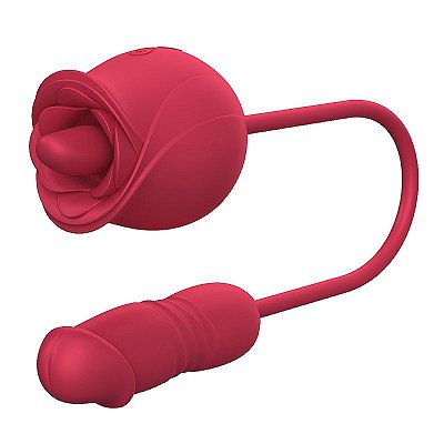 VIBRADOR DE PONTO G E CLITÓRIS EM FORMATO DE FLOR ROSA