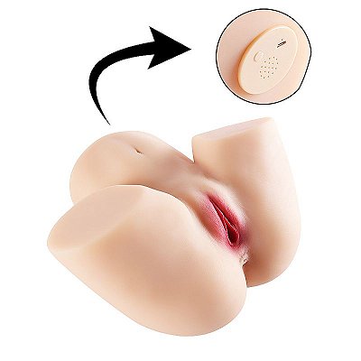 BUNDA MASTURBADORA REALÍSTICA PREMIUM - VAGINA E ANUS PENETRÁVEIS COM VIBRADOR RECARREGÁVEL COM CONTROLE REMOTO M2