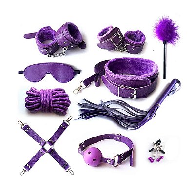 Kit Sado BDSM com 10 peças - cor Lilás