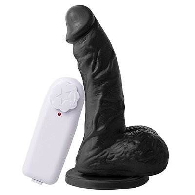 MON PLAISIR - Pênis de borracha realístico curvo com vibrador e ventosa para fixação - 15 X 3,5 Cm - cor preta