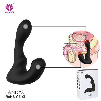 S-HANDE LANDY - ESTIMULADOR DE PRÓSTATA E PERÍNEO EM SILICONE COM 9 MODOS DE VIBRAÇÃO - 13 X 3 CM