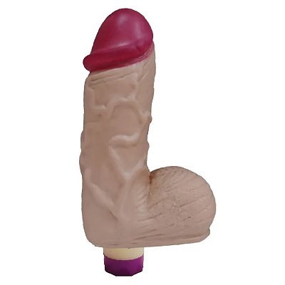 MONSTRUOSO - PÊNIS DE BORRACHA REALÍSTICO COM ESCROTO E VIBRADOR 23X7CM
