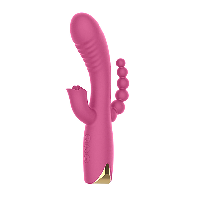 LIBB - Vibrador com Estimulador de Clitóris e Ânus dupla penetração - Cor: Roxa