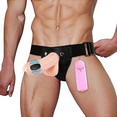 CINTA CAPA PENIANA COM VIBRADOR - 17X3,5CM - COR BEGE