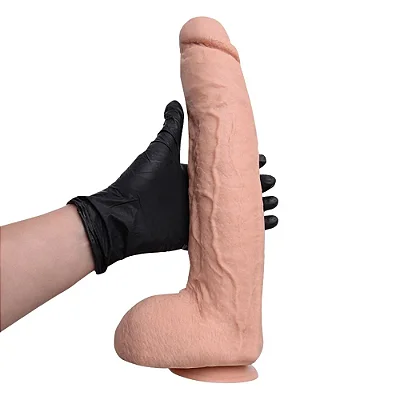 JEFFÃO - PÊNIS DE BORRACHA SILICONE COM VENTOSA 29,5 X 5,8CM - COR BEGE