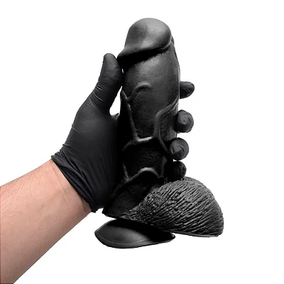 PÊNIS DE BORRACHA SILICONE COM VENTOSA 18,5 X 4,8 CM - COR PRETA
