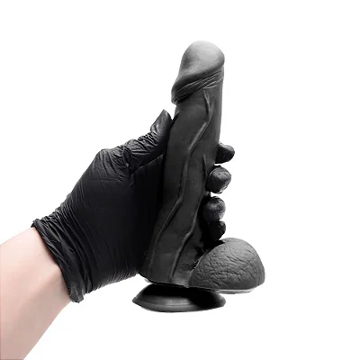 PÊNIS DE BORRACHA SILICONE COM VENTOSA 19,3 X 4,5 CM - COR PRETA