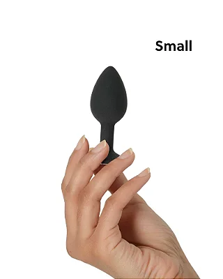 PLUG ANAL EM SILICONE COM "TOQUE AVELUDADO MAIS CONFORTO" - TAMANHO P - COR PRETO