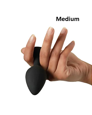 PLUG ANAL EM SILICONE COM "TOQUE AVELUDADO MAIS CONFORTO" - TAMANHO M - COR PRETO