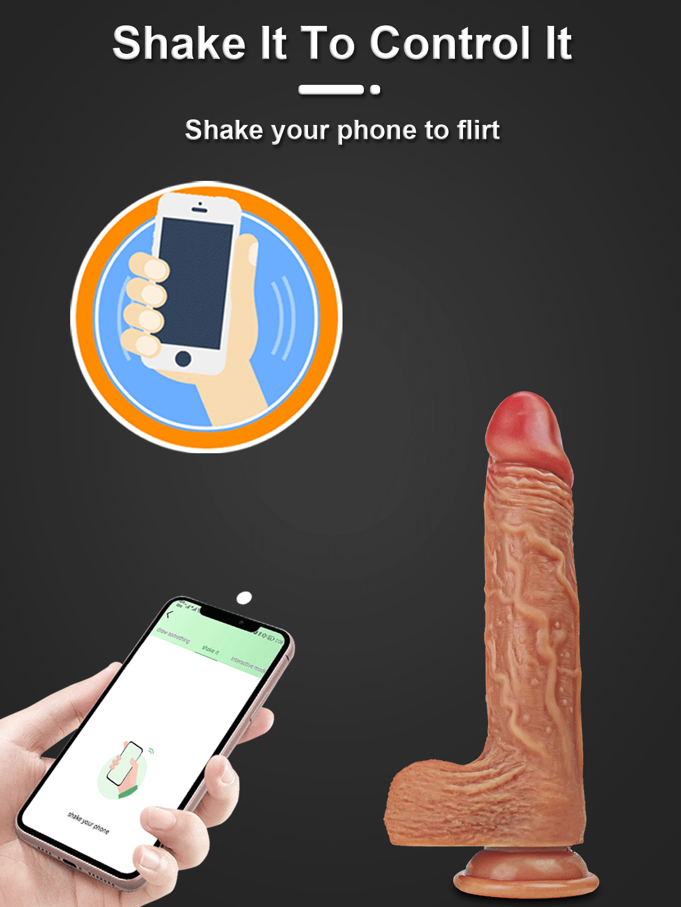 TELESCOPIC DILDO APP - PÊNIS REALÍSTICO RECARREGÁVEL COM MOVIMENTO VAI VEM, AQUECIMENTO E CONTROLE VIA APP