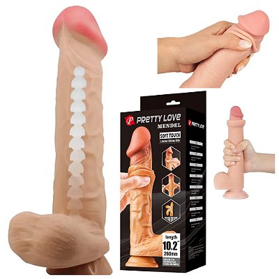 BAILE SLIDING SKIN SERIES 10'2 MENDEL- PÊNIS REALÍSTICO DUPLA CAMADA BELISCÁVEL - 26X5,5cm - cor bege