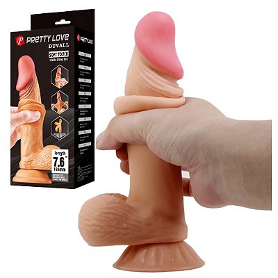 PRETTY LOVE DUVALL SLIDING SKIN SERIES 7'6 - PÊNIS REALÍSTICO DUPLA CAMADA BELISCÁVEL - 19x4,2cm - cor bege