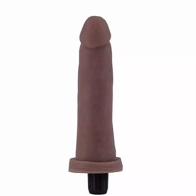 Pênis vibrador cyber skin 15x3.3cm - cor chocolate