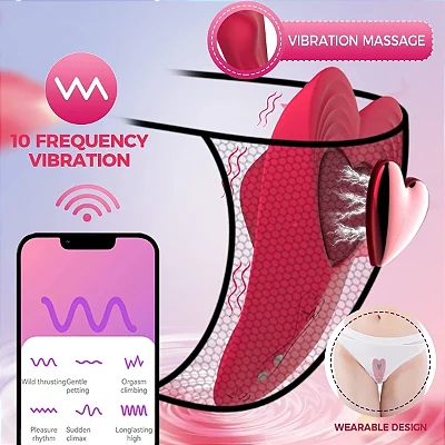 Red Heart - Vibrador de Calcinha com Imã Formato de Coração via Aplicativo