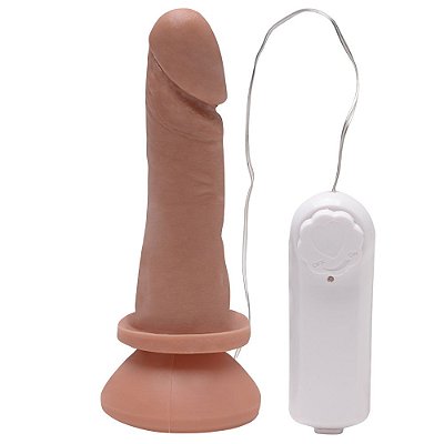 PÊNIS REALÍSTICO COM VIBRADOR E VENTOSA 15,5 X 3,7CM