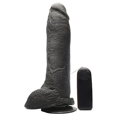 JEFF - PÊNIS DE BORRACHA SILICONE COM VIBRADOR E VENTOSA 24 X 5 CM - COR PRETA