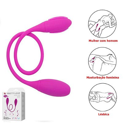 PRETTY LOVE SNAKY VIBE II - VIBRADOR RECARREGÁVEL DUPLO COM 7 MODOS DE VIBRAÇÃO, A PROVA D'ÁGUA - 60 X 3 CM