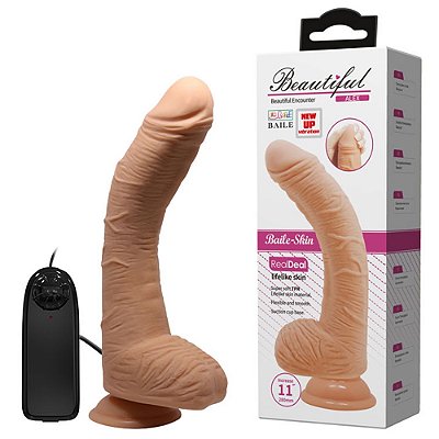 BAILE BEAUTIFUL ALEX LIFELIKE SKIN - Pênis realístico em cyber skin com vibrador e ventosa 28x5cm