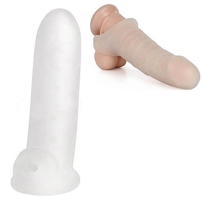 BEING FETISH PENIS ENHANCER - Capa Peniana G com Anel para o Escroto e Texturas Internas em Nódulos - cor transparente