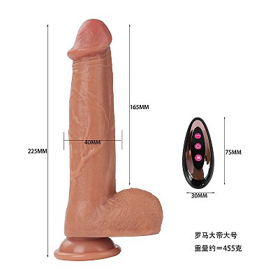 JUNIOR THRUSTING DILDO - PÊNIS REALÍSTICO EM SILICONE COM TEXTURA SUPER MACIA COM VENTOSA MOVIMENTO VAI E VEM, AQUECIMENTO E CONTROLE REMOTO SEM FIO - 22X3,5cm