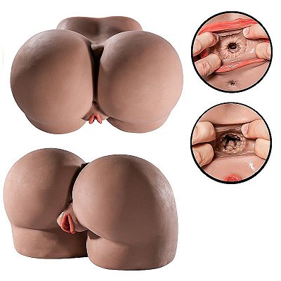 AMAZON HOT - MASTURBADOR MASCULINO BUNDA EM CYBER SKIN COM VAGINA E ÂNUS - COR CHOCOLATE