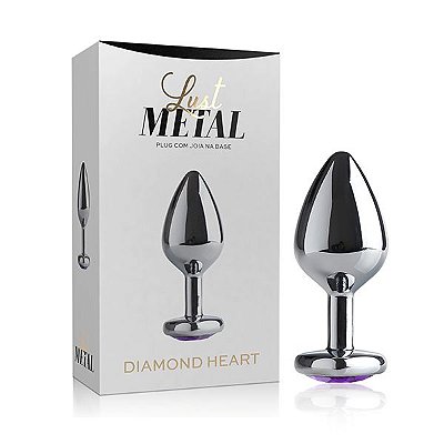 LUST METAL DIAMOND HEART - PLUG ANAL CROMADO COM JOIA NA BASE