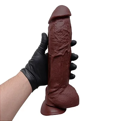 HUMILDE PÊNIS DE BORRACHA SILICONE COM VENTOSA 23,3 X 5,6CM - COR CHOCOLATE