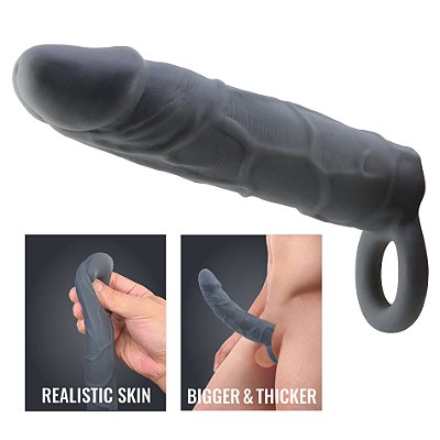 Pretty Love Realistic Penis Sleeve - Capa Peniana Extensora com Anel para Escroto - 18,0x3,6cm