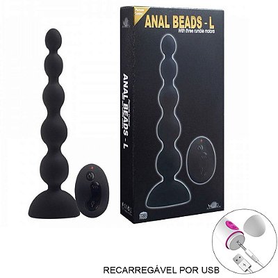 APHRODISIA ANAL BEADS-L - BOLINHA TAILANDESA RECARREGÁVEL EM SILICONE COM TAMANHO GRADATIVO, 10 MODOS DE VIBRAÇÕES SILENCIOSAS E CONTROLE REMOTO SEM FIO - 21,5 X 3,3 CM