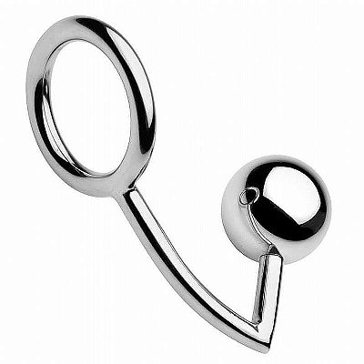 Anel peniano com plug anal aço inoxidável - tamanho grande (anel 5cm)