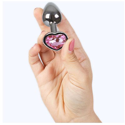 PLUG ANAL METAL COM JOIA EM FORMATO DE CORAÇÃO - TAMANHO PEQUENO
