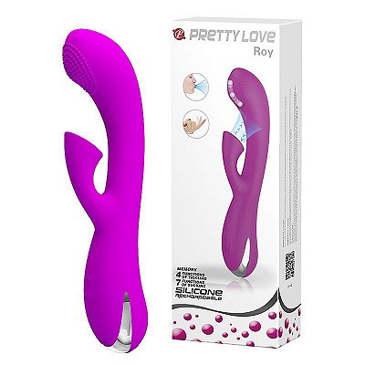 PRETTY LOVE ROY - VIBRADOR RECARREGÁVEL COM ESTIMULADOR DE PONTO G E DE CLÍTORIS COM 7 MODOS DE SUCÇÃO E 4 MODOS DE MOVIMENTAÇÃO 21 X 3,7 CM