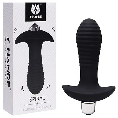 S-HANDE SPIRAL - PLUG ANAL EM SILICONE COM VIBRADOR - 11,5 X 3,2 CM