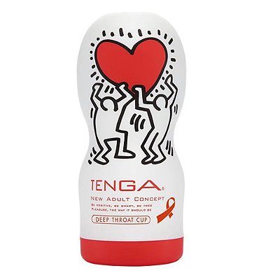 TENGA DEEP THROAT CUP KEITH HARING ORIGINAL VACUUM CUP - MASTURBADOR E SIMULADOR DE SEXO ORAL COM TEXTURA DUPLA E SISTEMA DE VÁCUO