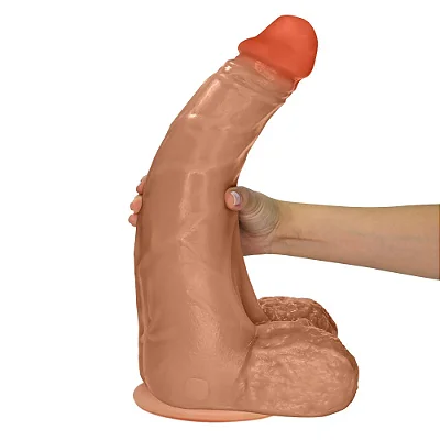 Realistic big dildo Profundo - Pinto de borracha realístico flexível com escroto e ventosa - 36x10cm - cor bege