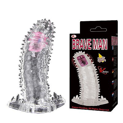 BAILE BRAVE MAN - CAPA PENIANA vibro toque na ponta SILICONE, ESTIMULADOR DE PONTO G, PROVA D' ÁGUA - 13 X 3,5 cm - BRAVE MAN