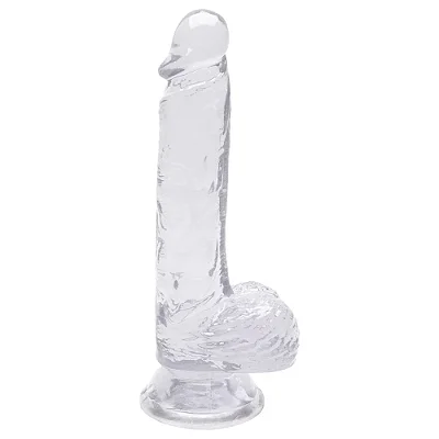 Pênis realístico com ventosa e escroto - 20,5 X 3,8Cm - cor transparente
