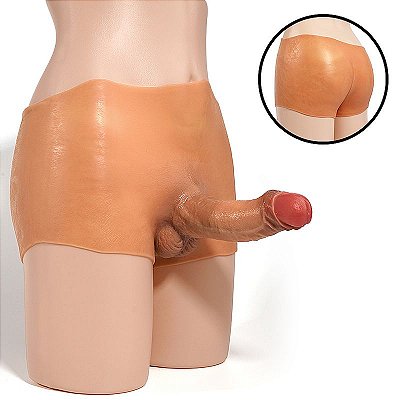 Cinta com pênis realístico em silicone líquido integrada - 18,0x4,0cm