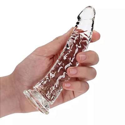 Pênis realístico de silicone transparente com ventosa - 16 x 3cm