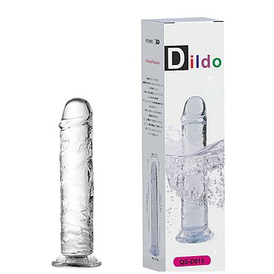 Pênis realístico de silicone transparente com ventosa - 18 x 3,3cm