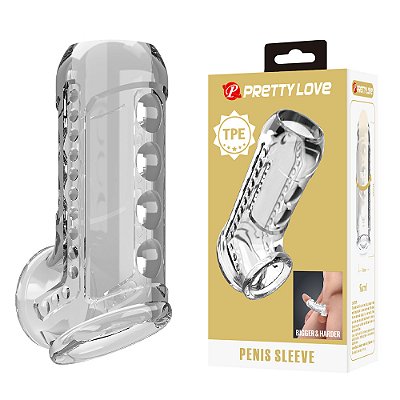 Pretty Love Penis Sleeve - capa peniana vazada com anel para escroto