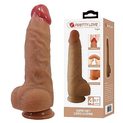 Pretty Love Najm - Pênis realístico ultra realístico em silicone líquido com ventosa - 23,2 X 5,5cm