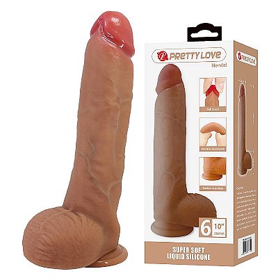Pretty Love Mendel - Pênis realístico ultra realístico em silicone líquido com ventosa - 25.5 x 5.6cm