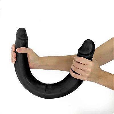 Realistic big dildo Duplex - Pinto de borracha realístico flexível com duas pontas - 60x6cm - cor preta