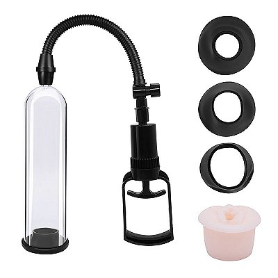 bomba peniana manual com 3 anéis de silicone e 1 forma de vagina