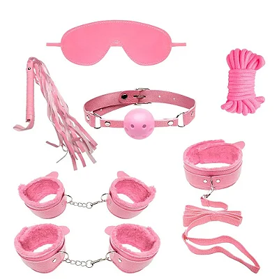 Kit Sado Bondage 8 itens - cor rosa
